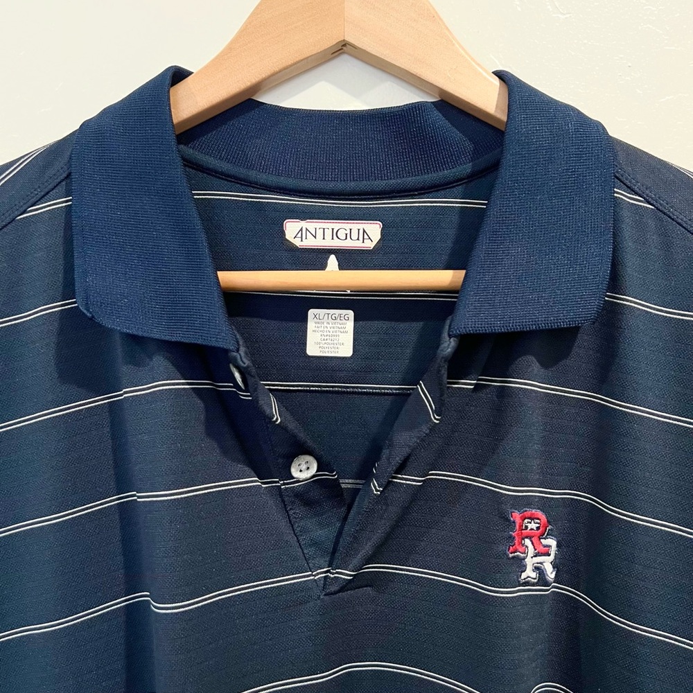 Antigua Men's Navy Striped Polo Shirt